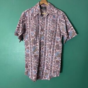 Vintage 1960s paisley button up shirt, pointed daggar collar JCPENNEY Penn Prest
